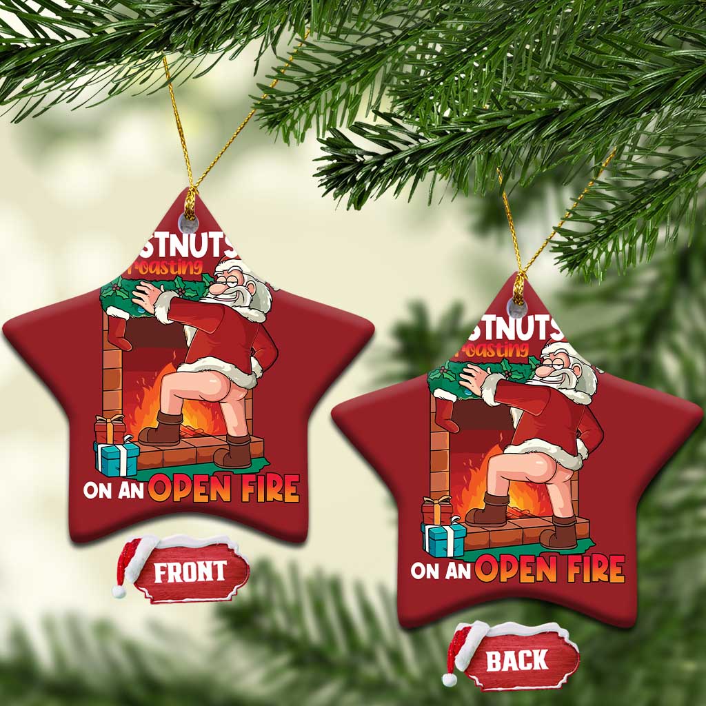 Funny Naughty Santa Christmas Ornament Chestnuts Roasting On An Open Fire Dirty Food Pun Xmas Joke - Wonder Print Shop