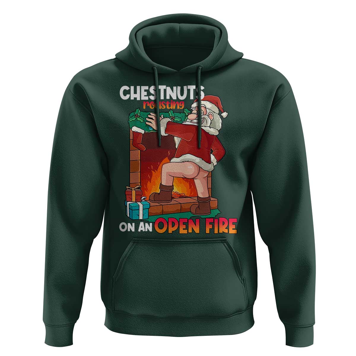 Funny Naughty Santa Hoodie Chestnuts Roasting On An Open Fire Dirty Food Pun Xmas Joke