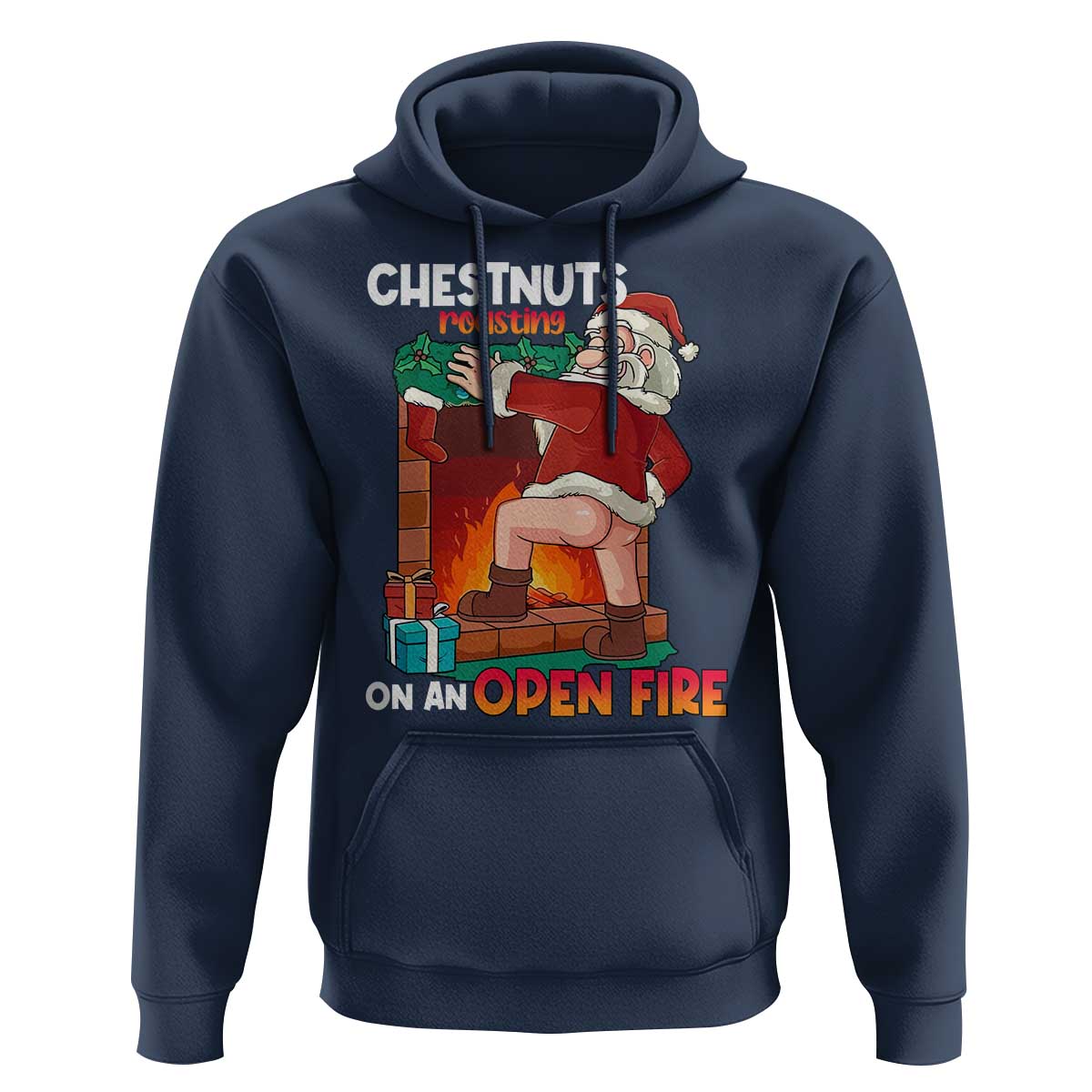 Funny Naughty Santa Hoodie Chestnuts Roasting On An Open Fire Dirty Food Pun Xmas Joke