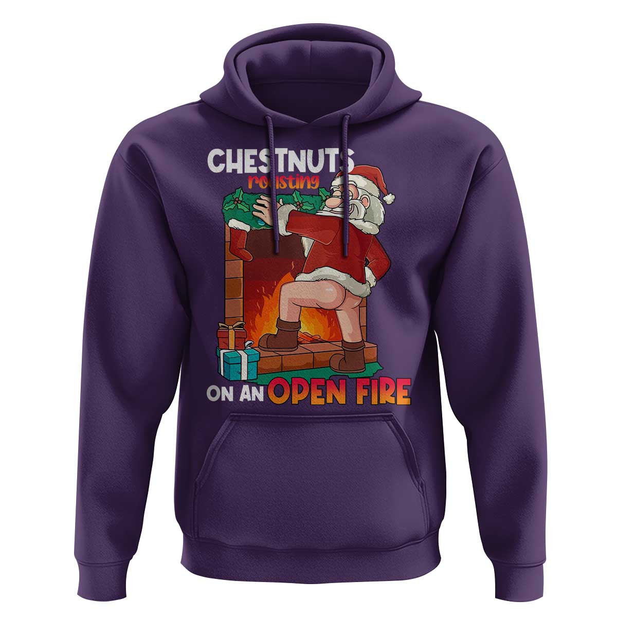 Funny Naughty Santa Hoodie Chestnuts Roasting On An Open Fire Dirty Food Pun Xmas Joke