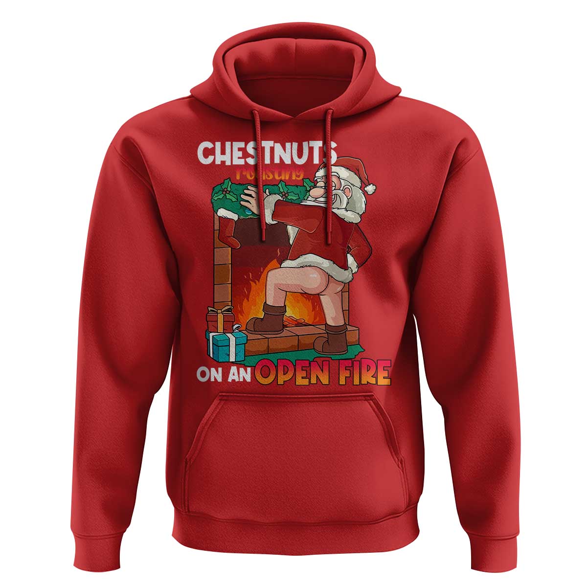 Funny Naughty Santa Hoodie Chestnuts Roasting On An Open Fire Dirty Food Pun Xmas Joke