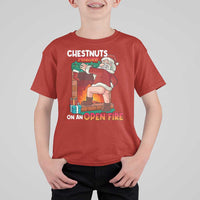 Funny Naughty Santa T Shirt For Kid Chestnuts Roasting On An Open Fire Dirty Food Pun Xmas Joke - Wonder Print Shop