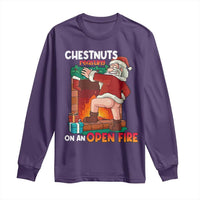 Funny Naughty Santa Long Sleeve Shirt Chestnuts Roasting On An Open Fire Dirty Food Pun Xmas Joke
