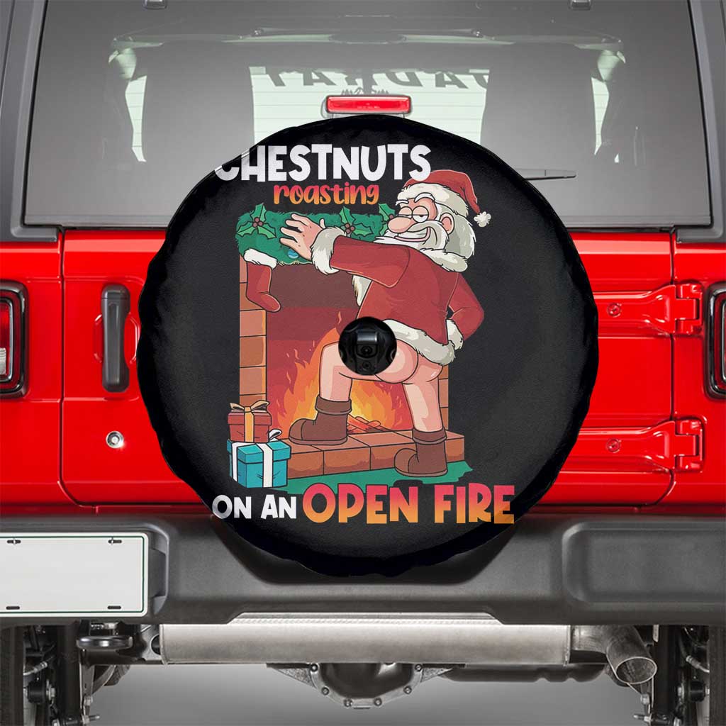 Funny Naughty Santa Spare Tire Cover Chestnuts Roasting On An Open Fire Dirty Food Pun Xmas Joke