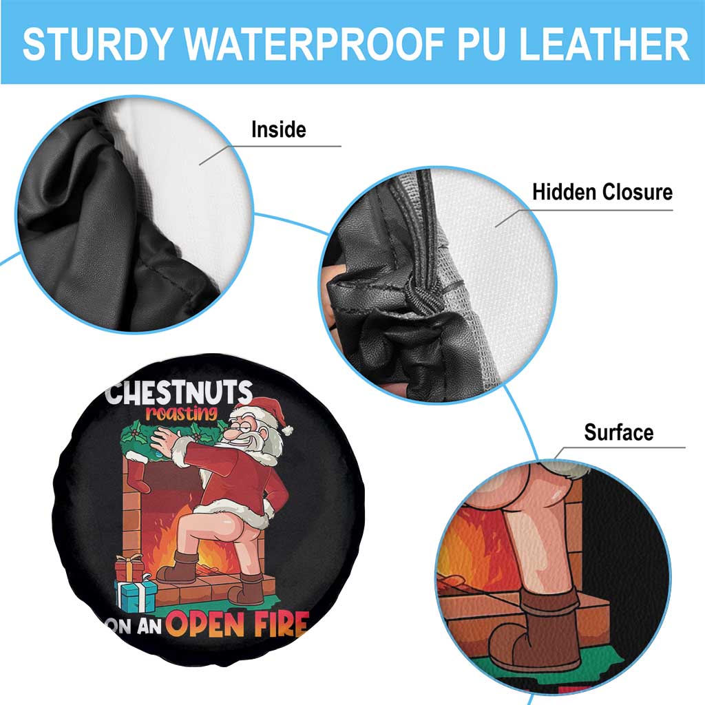Funny Naughty Santa Spare Tire Cover Chestnuts Roasting On An Open Fire Dirty Food Pun Xmas Joke