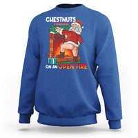 Funny Naughty Santa Sweatshirt Chestnuts Roasting On An Open Fire Dirty Food Pun Xmas Joke - Wonder Print Shop