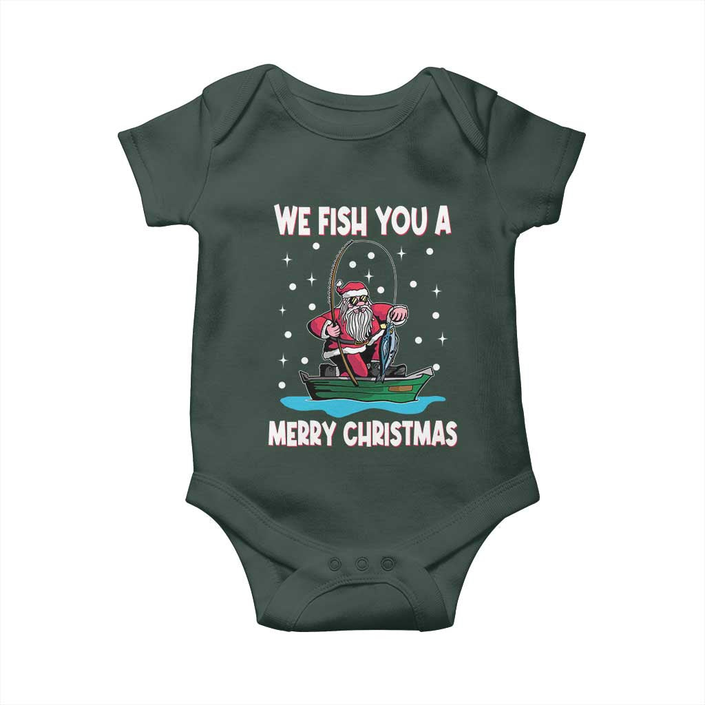 Santa Christmas Boat Fishing Baby Onesie We Fish You A Merry Xmas Fisherman