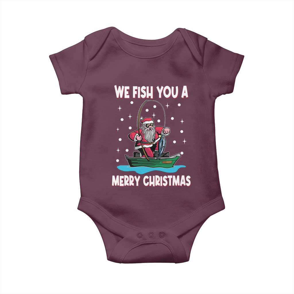 Santa Christmas Boat Fishing Baby Onesie We Fish You A Merry Xmas Fisherman