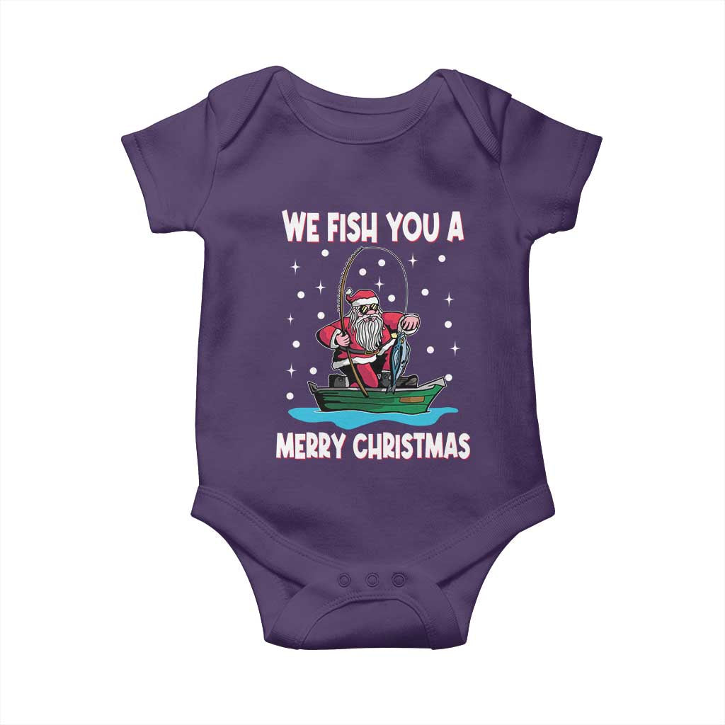 Santa Christmas Boat Fishing Baby Onesie We Fish You A Merry Xmas Fisherman