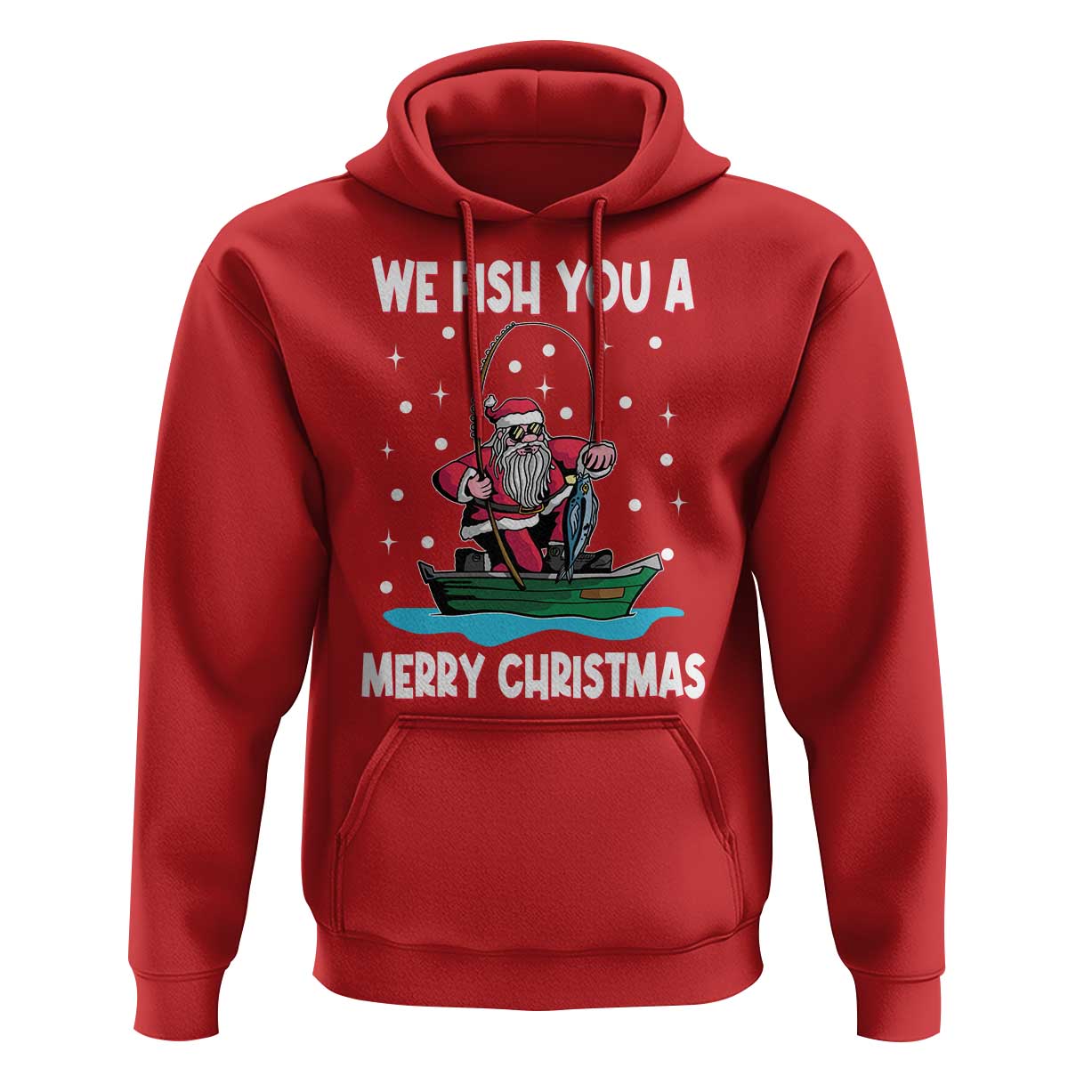 Santa Christmas Boat Fishing Hoodie We Fish You A Merry Xmas Fisherman