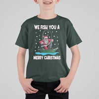 Santa Christmas Boat Fishing T Shirt For Kid We Fish You A Merry Xmas Fisherman - Wonder Print Shop