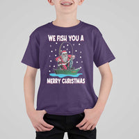 Santa Christmas Boat Fishing T Shirt For Kid We Fish You A Merry Xmas Fisherman - Wonder Print Shop