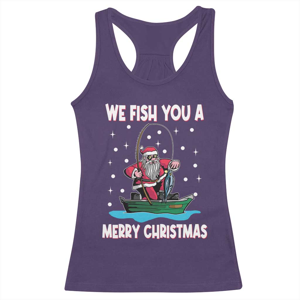 Santa Christmas Boat Fishing Racerback Tank Top We Fish You A Merry Xmas Fisherman