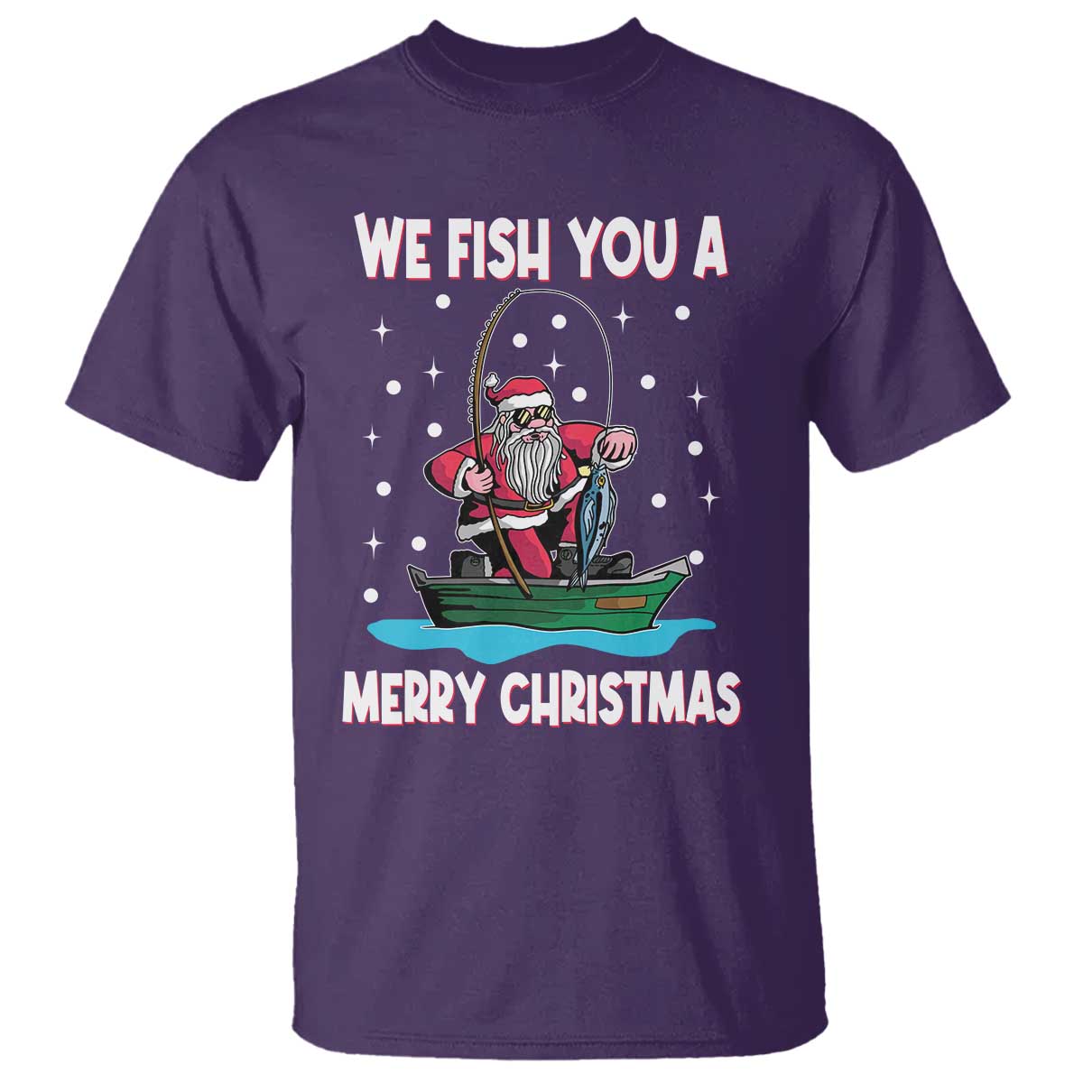 Santa Christmas Boat Fishing T Shirt We Fish You A Merry Xmas Fisherman - Wonder Print Shop