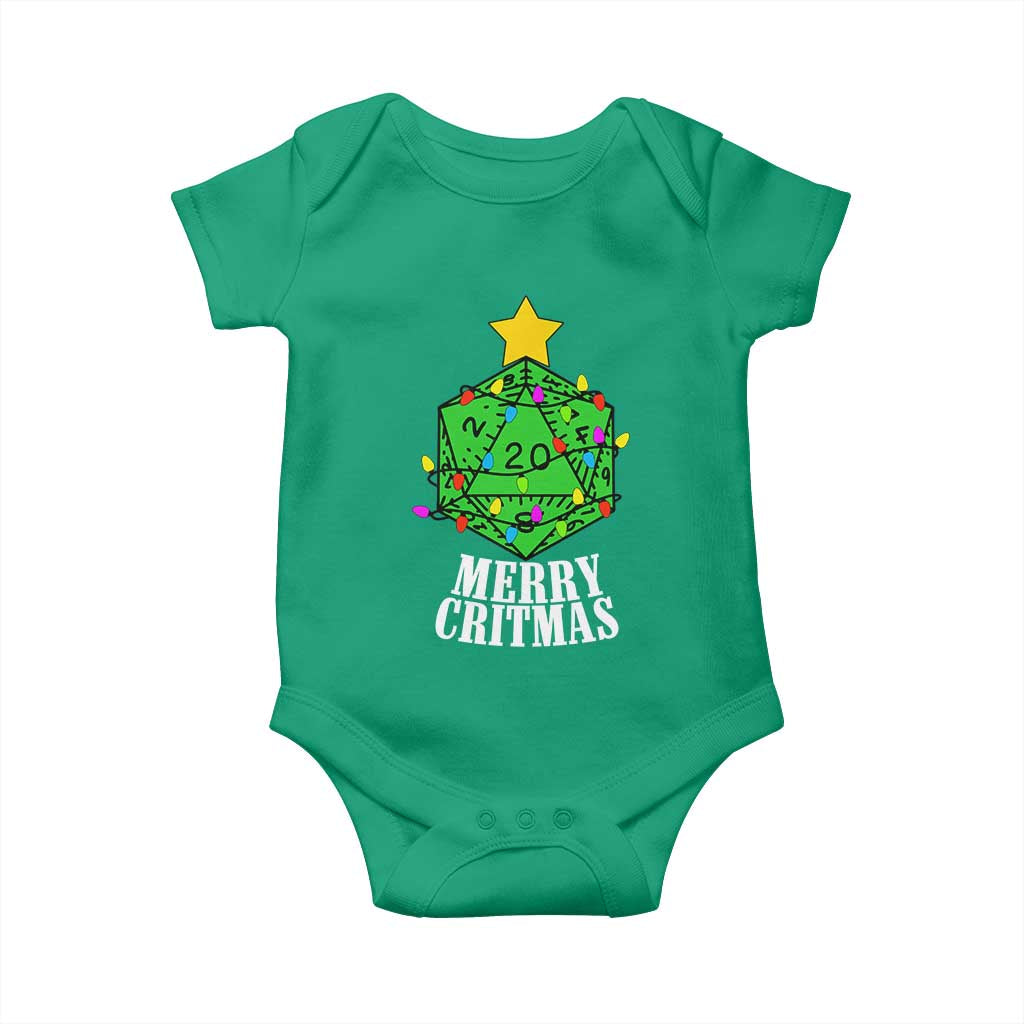 Christmas Gamer Baby Onesie Merry Critmas D20 RPG Gaming Xmas Tree