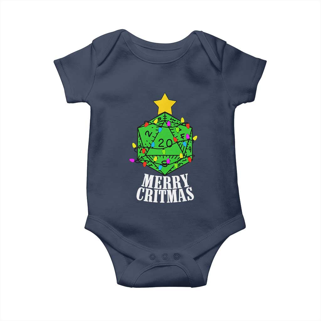Christmas Gamer Baby Onesie Merry Critmas D20 RPG Gaming Xmas Tree