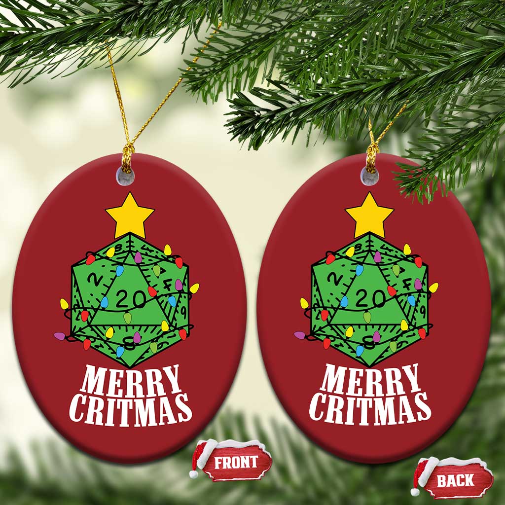 Xmas Gamer Christmas Ornament Merry Critmas D20 RPG Gaming Xmas Tree - Wonder Print Shop