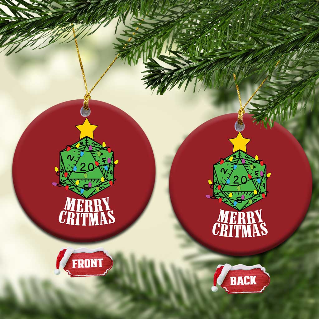 Xmas Gamer Christmas Ornament Merry Critmas D20 RPG Gaming Xmas Tree - Wonder Print Shop