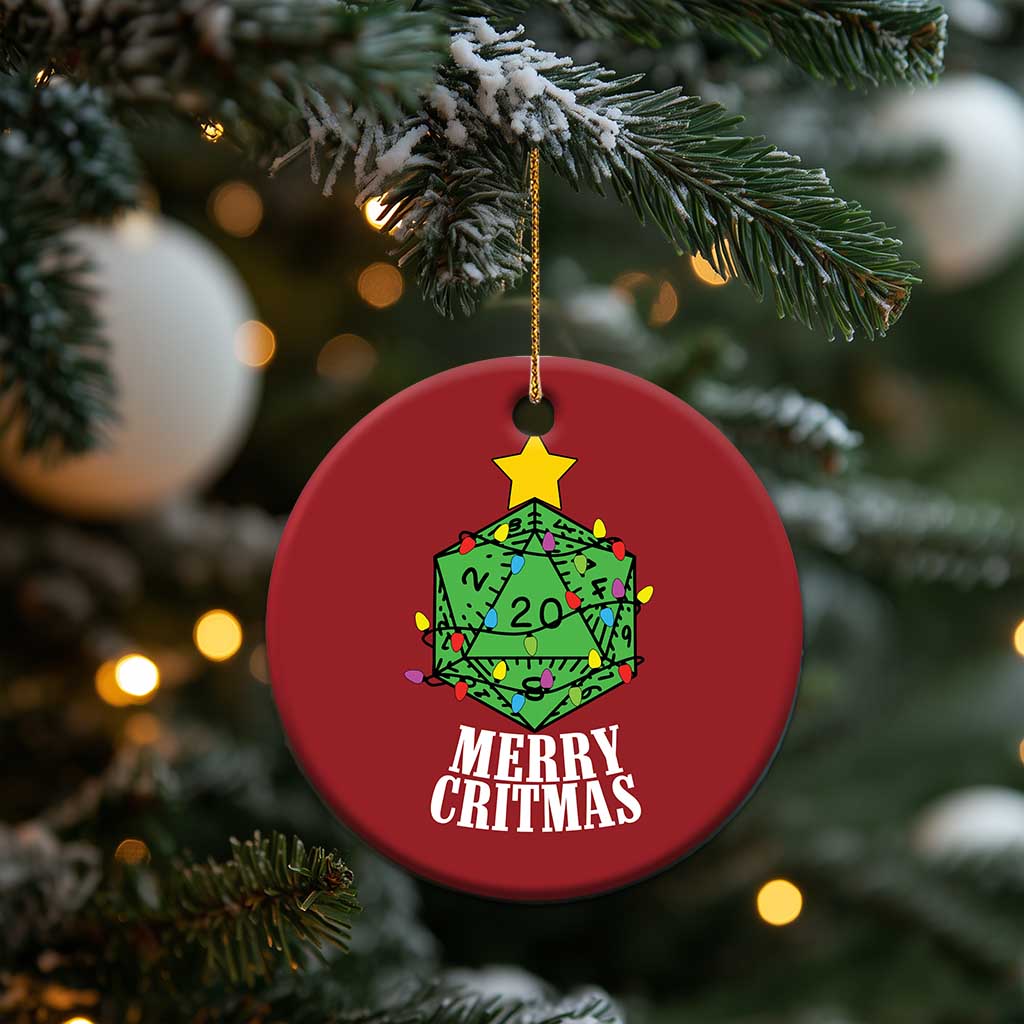 Xmas Gamer Christmas Ornament Merry Critmas D20 RPG Gaming Xmas Tree - Wonder Print Shop