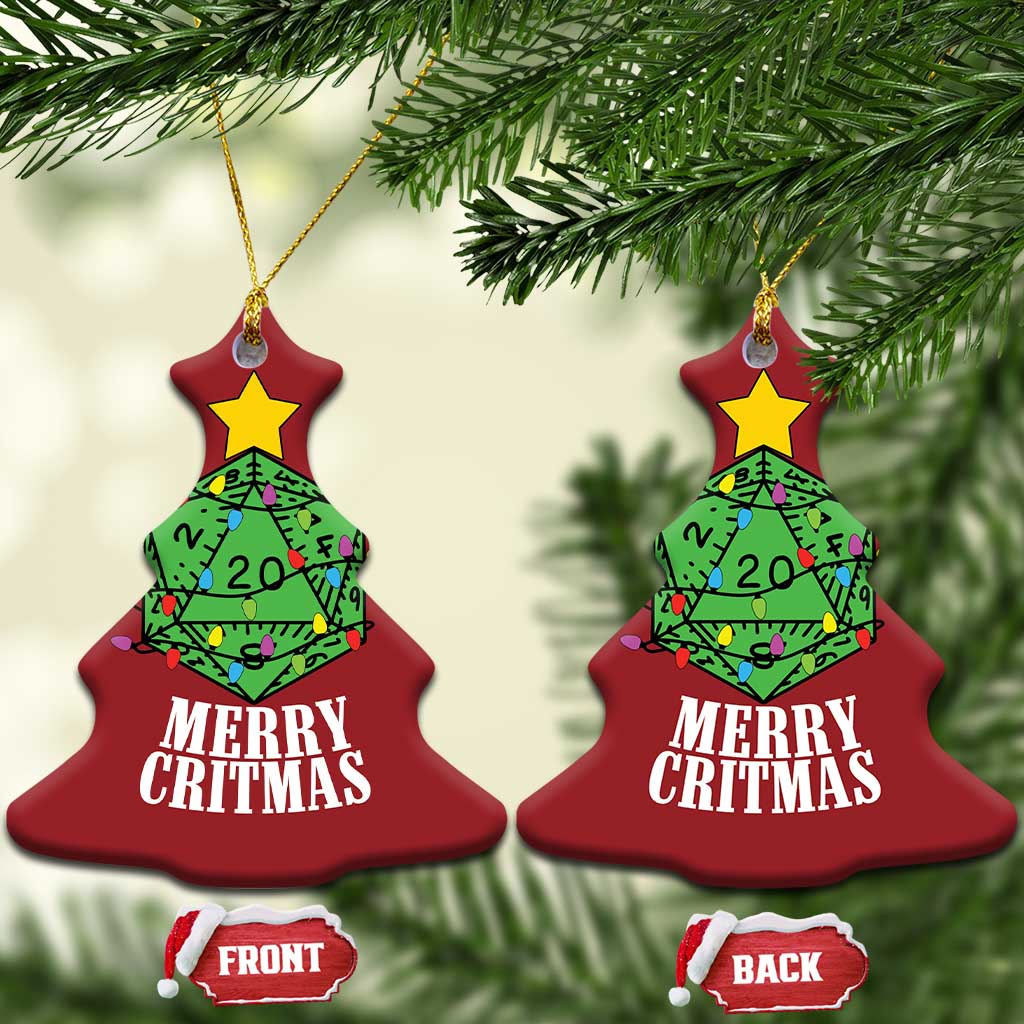 Xmas Gamer Christmas Ornament Merry Critmas D20 RPG Gaming Xmas Tree - Wonder Print Shop