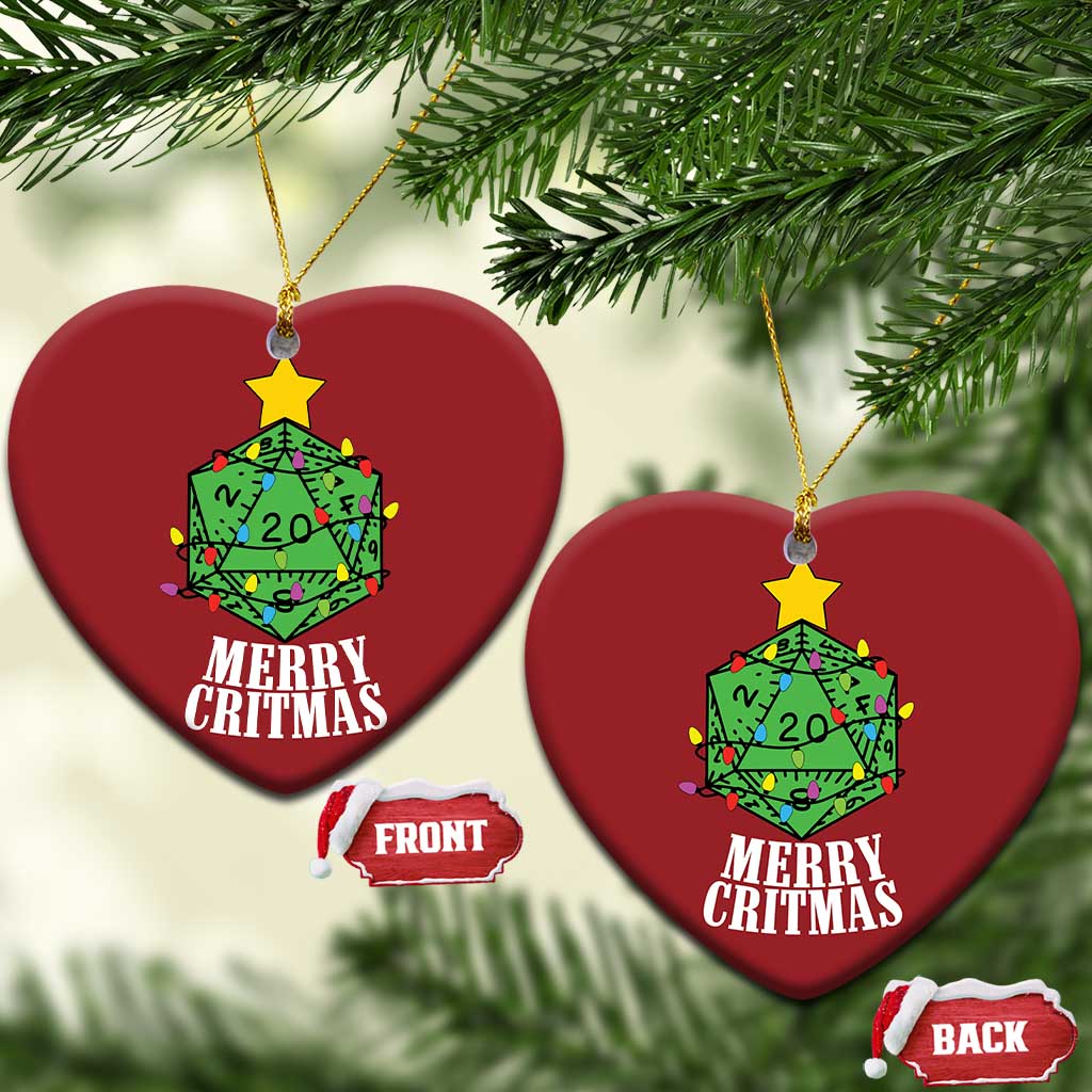 Xmas Gamer Christmas Ornament Merry Critmas D20 RPG Gaming Xmas Tree - Wonder Print Shop