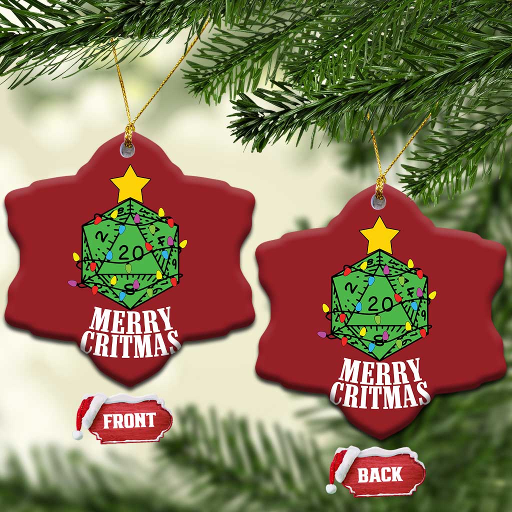 Xmas Gamer Christmas Ornament Merry Critmas D20 RPG Gaming Xmas Tree - Wonder Print Shop