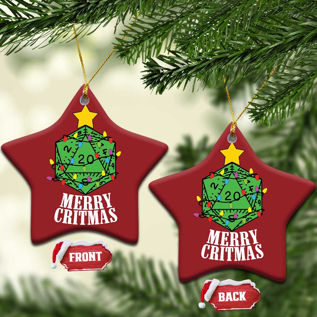 Xmas Gamer Christmas Ornament Merry Critmas D20 RPG Gaming Xmas Tree - Wonder Print Shop