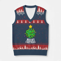 Xmas Gamer V-Neck Knit Sweater Vest Merry Critmas D20 RPG Gaming Xmas Tree - Wonder Print Shop