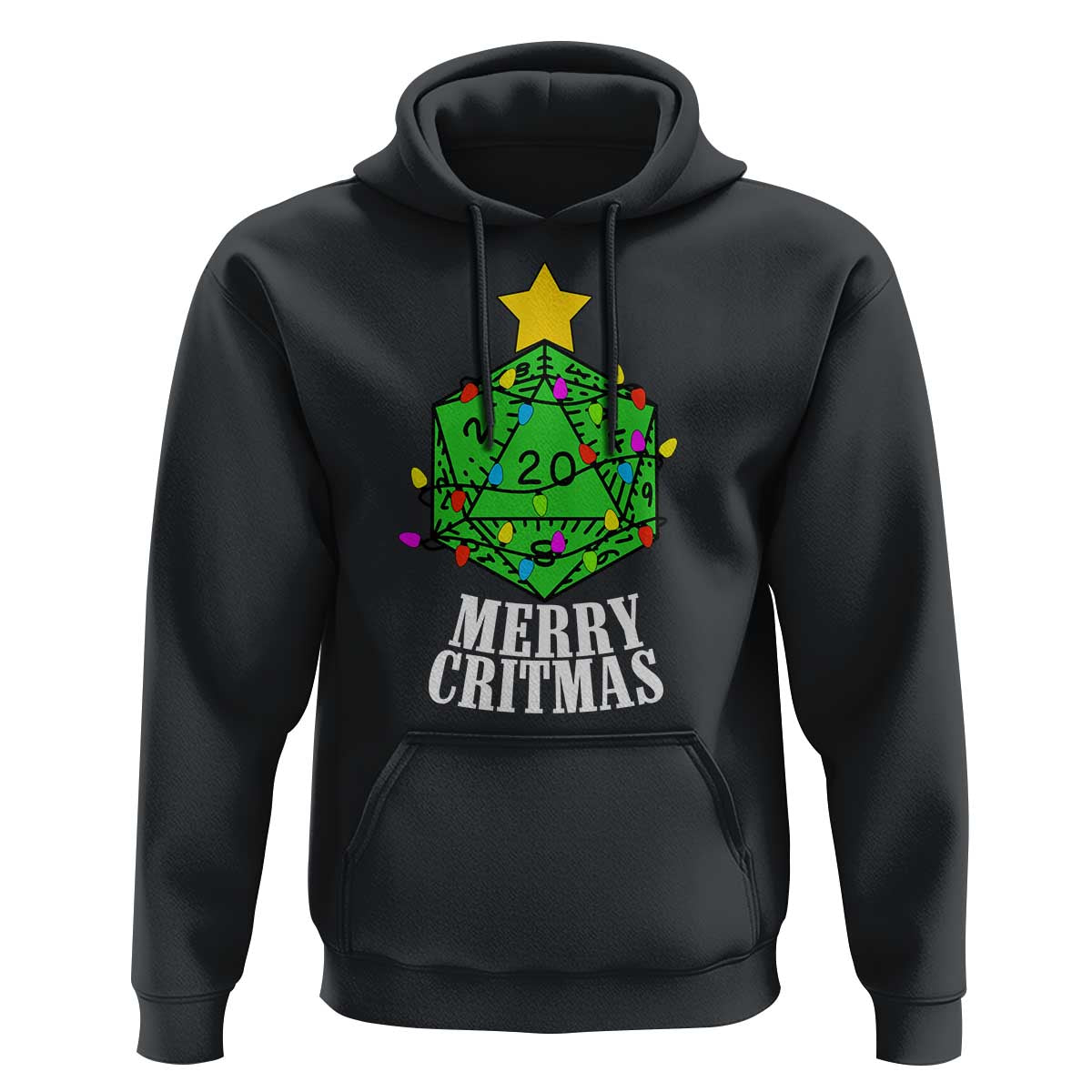 Christmas Gamer Hoodie Merry Critmas D20 RPG Gaming Xmas Tree