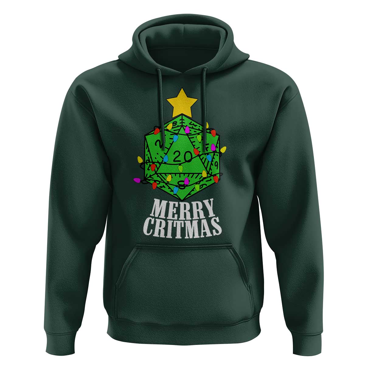 Christmas Gamer Hoodie Merry Critmas D20 RPG Gaming Xmas Tree