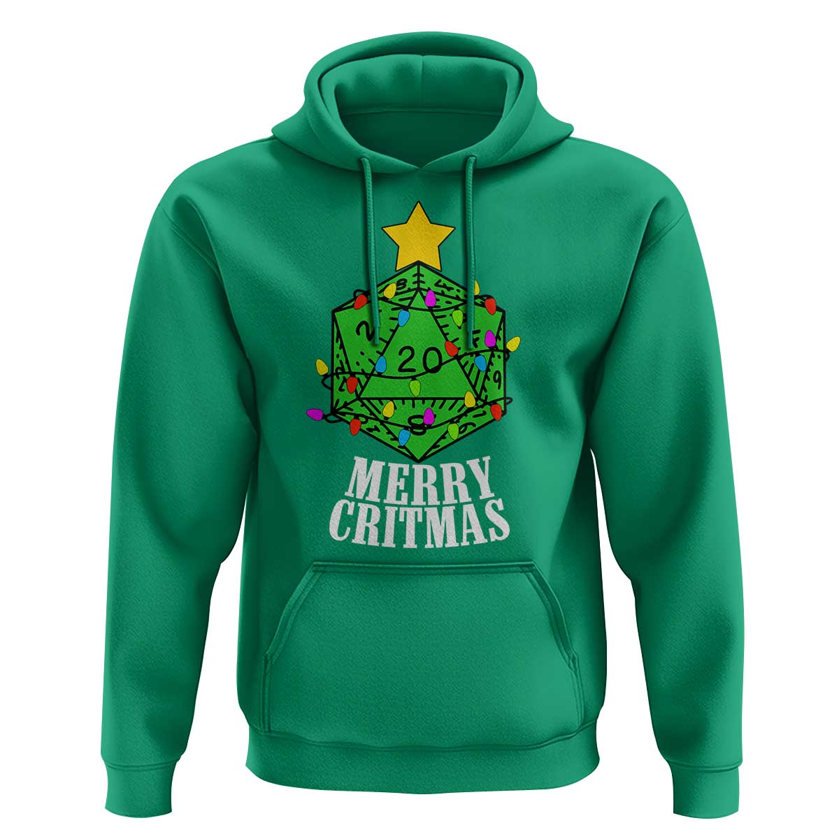 Christmas Gamer Hoodie Merry Critmas D20 RPG Gaming Xmas Tree