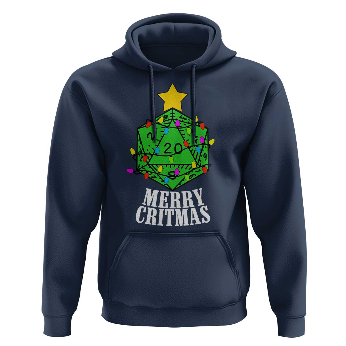 Christmas Gamer Hoodie Merry Critmas D20 RPG Gaming Xmas Tree