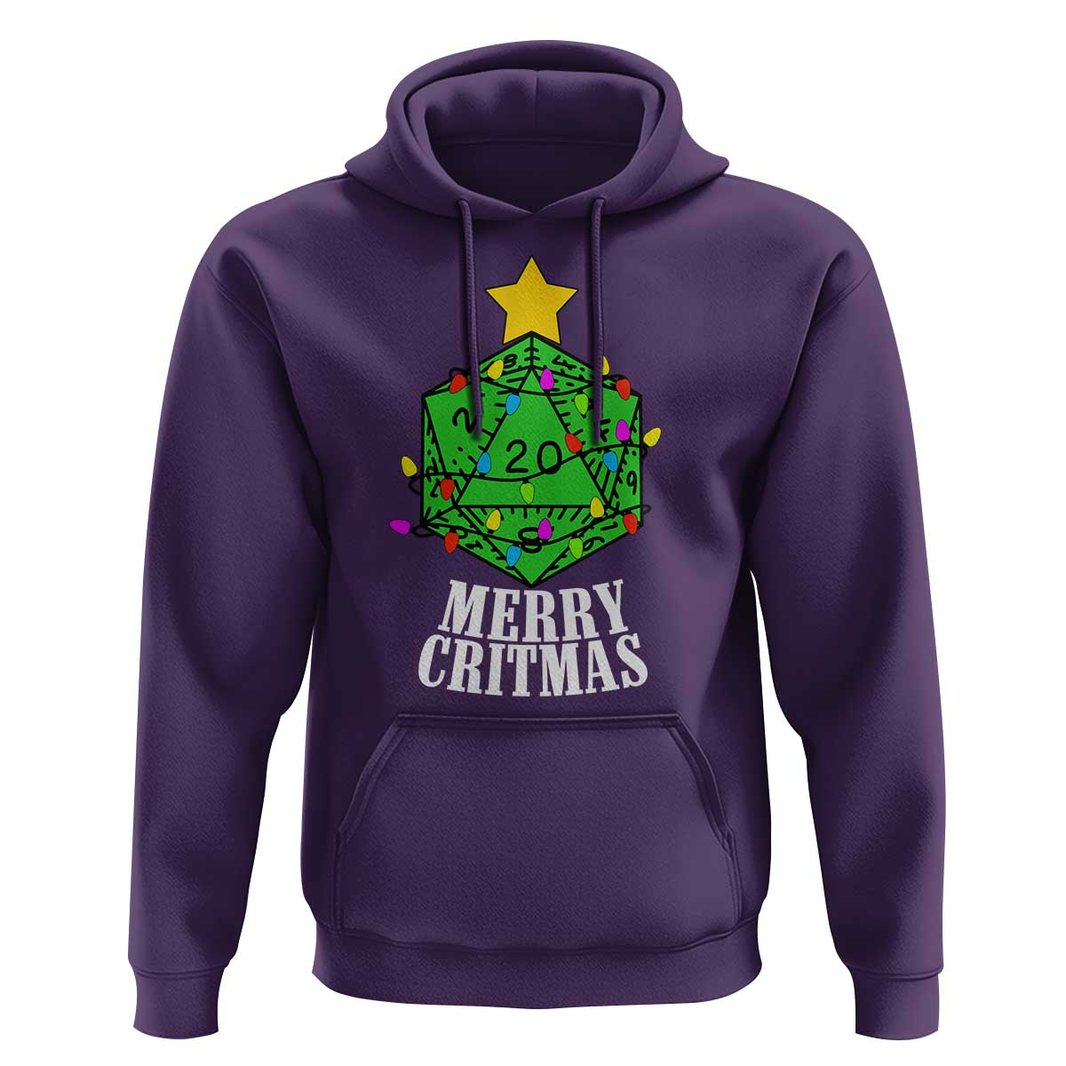 Christmas Gamer Hoodie Merry Critmas D20 RPG Gaming Xmas Tree