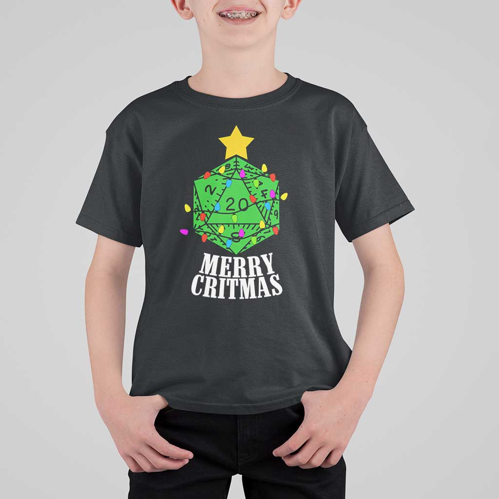Christmas Gamer T Shirt For Kid Merry Critmas D20 RPG Gaming Xmas Tree - Wonder Print Shop