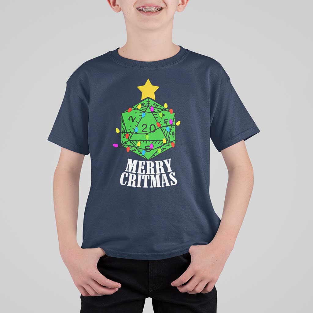 Christmas Gamer T Shirt For Kid Merry Critmas D20 RPG Gaming Xmas Tree - Wonder Print Shop