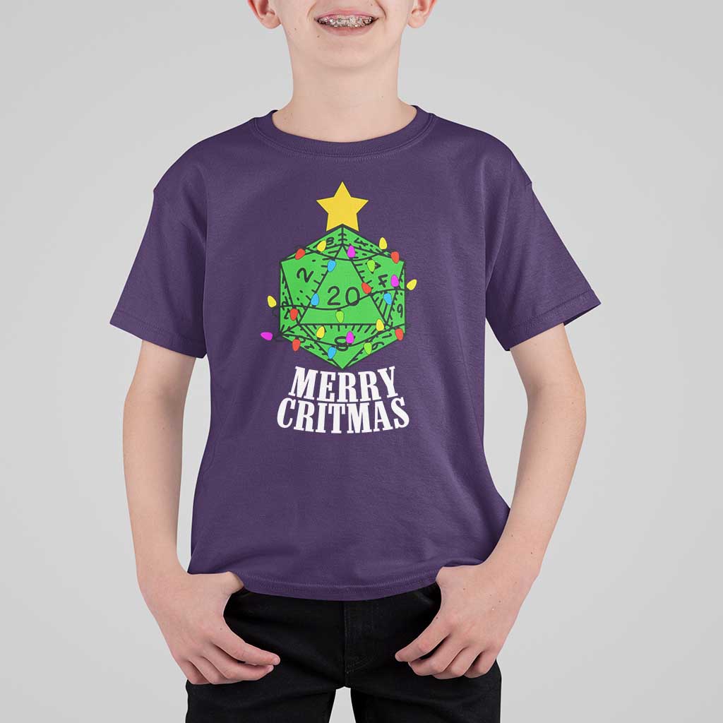 Christmas Gamer T Shirt For Kid Merry Critmas D20 RPG Gaming Xmas Tree - Wonder Print Shop