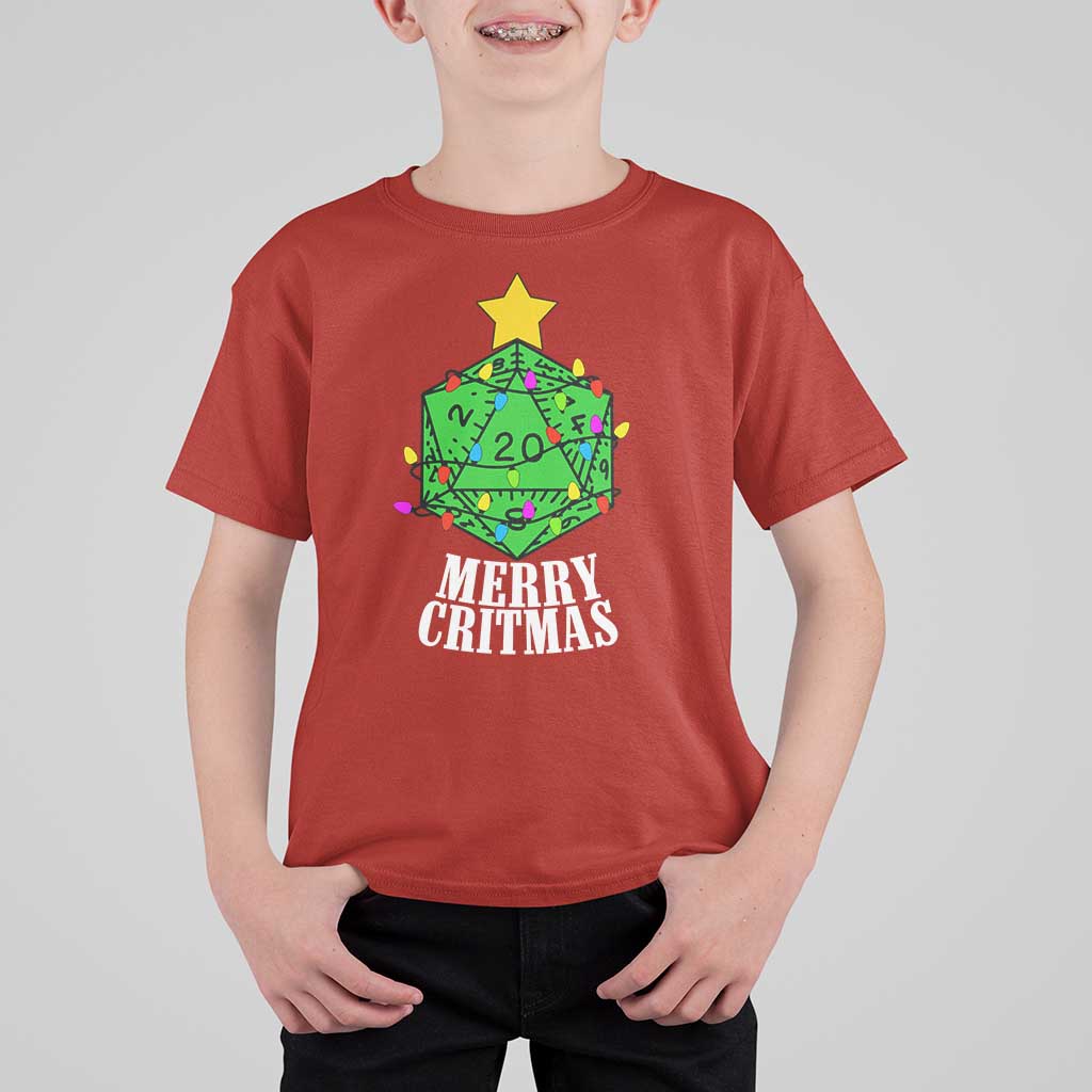 Christmas Gamer T Shirt For Kid Merry Critmas D20 RPG Gaming Xmas Tree - Wonder Print Shop