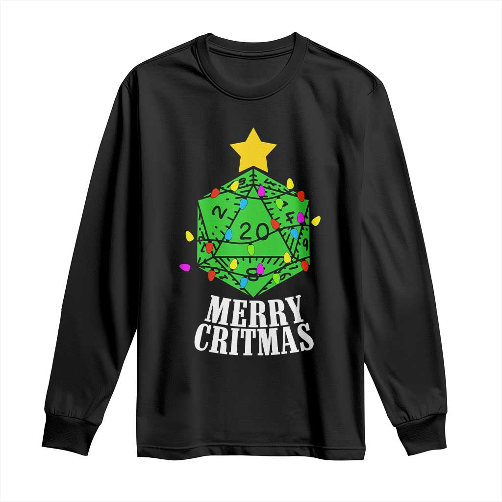 Christmas Gamer Long Sleeve Shirt Merry Critmas D20 RPG Gaming Xmas Tree