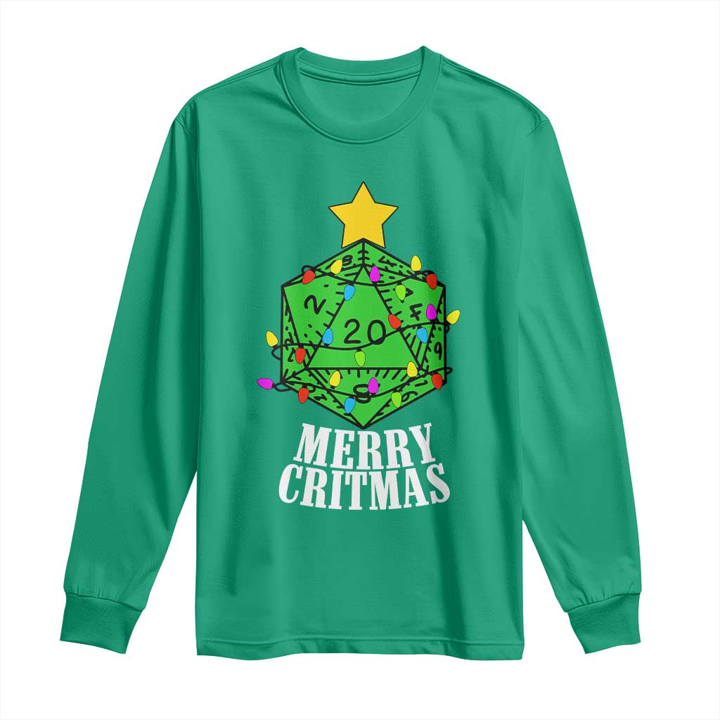 Christmas Gamer Long Sleeve Shirt Merry Critmas D20 RPG Gaming Xmas Tree