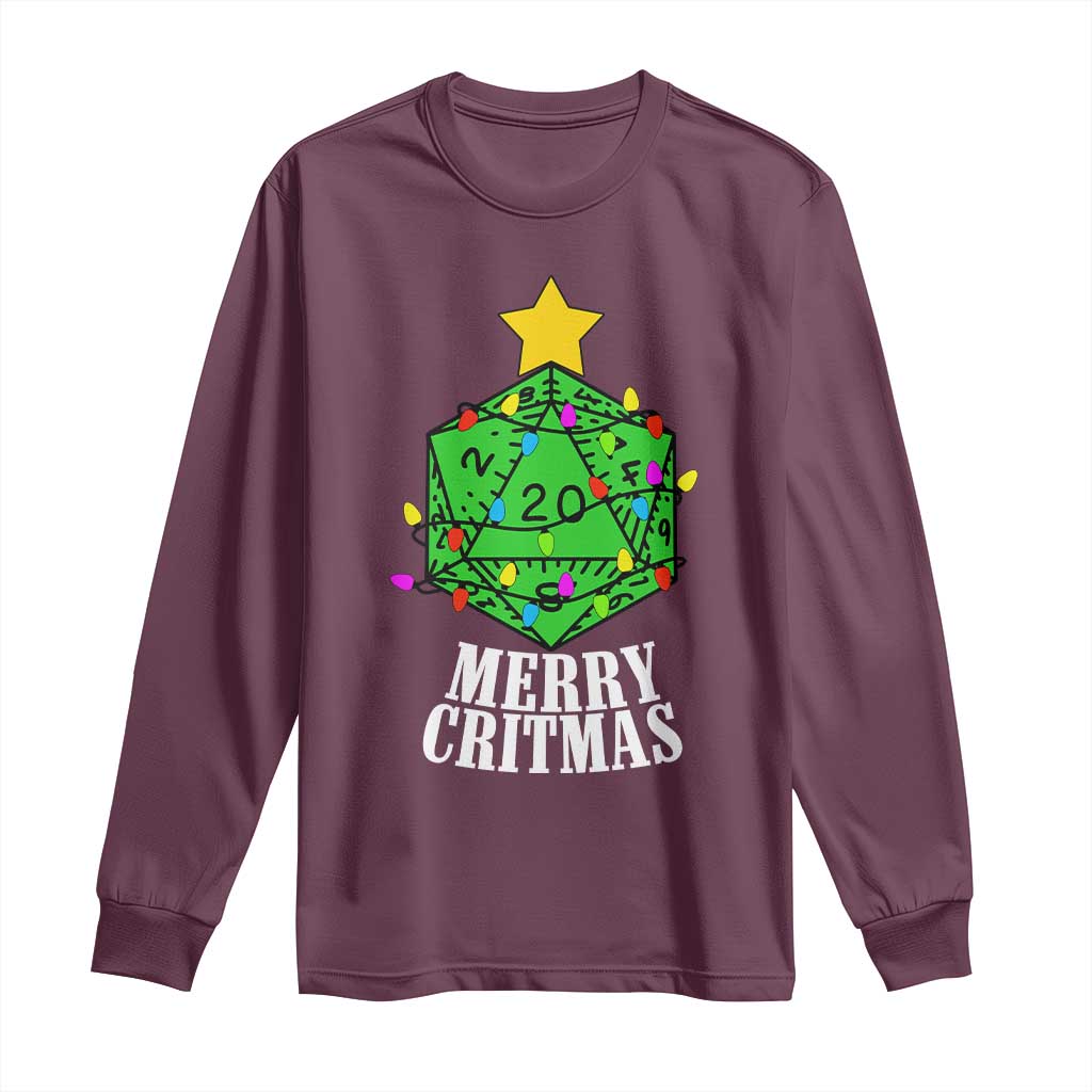Christmas Gamer Long Sleeve Shirt Merry Critmas D20 RPG Gaming Xmas Tree
