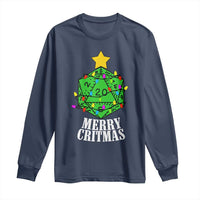 Christmas Gamer Long Sleeve Shirt Merry Critmas D20 RPG Gaming Xmas Tree