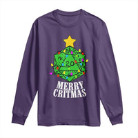 Christmas Gamer Long Sleeve Shirt Merry Critmas D20 RPG Gaming Xmas Tree