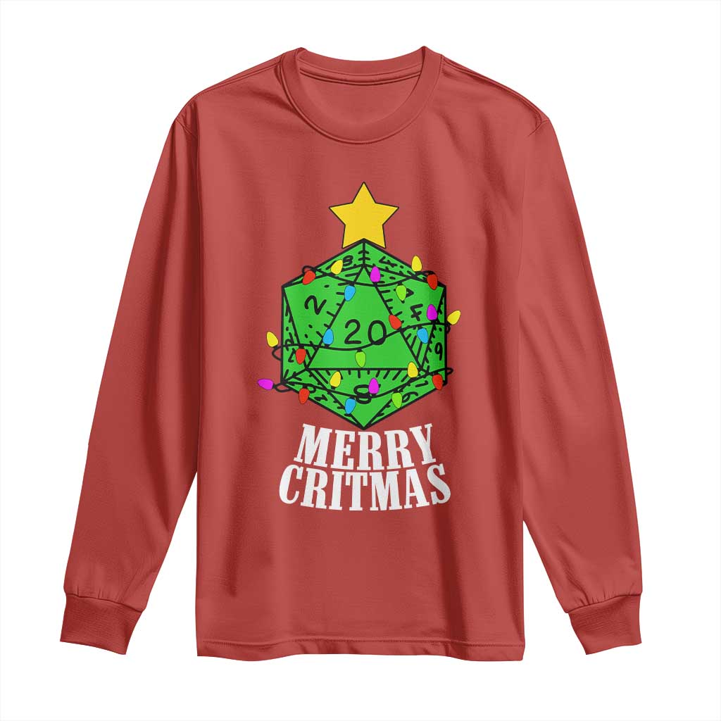 Christmas Gamer Long Sleeve Shirt Merry Critmas D20 RPG Gaming Xmas Tree