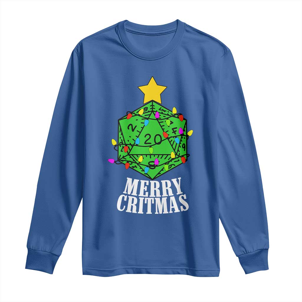 Christmas Gamer Long Sleeve Shirt Merry Critmas D20 RPG Gaming Xmas Tree