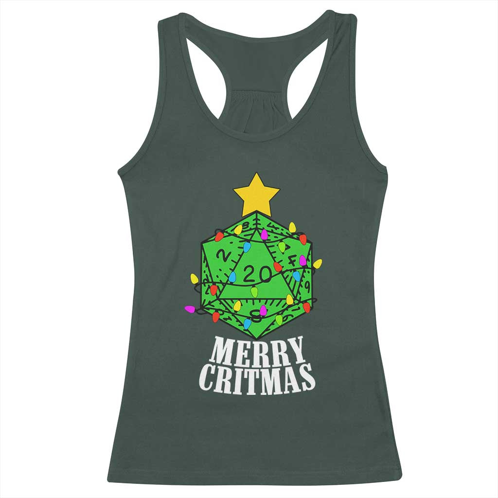 Christmas Gamer Racerback Tank Top Merry Critmas D20 RPG Gaming Xmas Tree