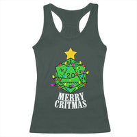 Christmas Gamer Racerback Tank Top Merry Critmas D20 RPG Gaming Xmas Tree