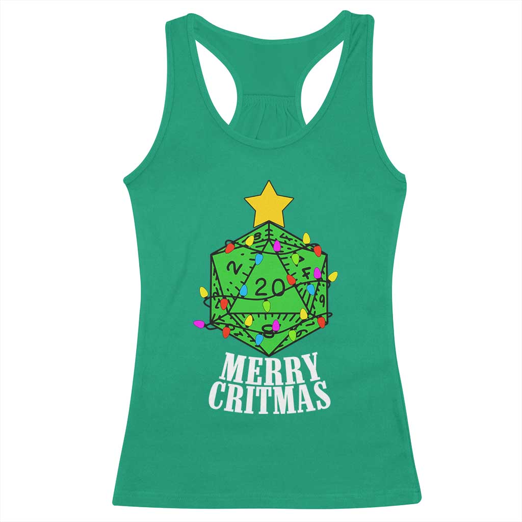 Christmas Gamer Racerback Tank Top Merry Critmas D20 RPG Gaming Xmas Tree