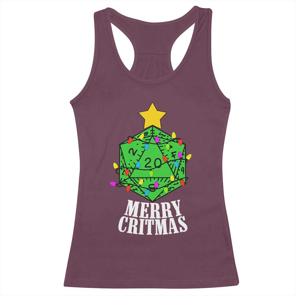 Christmas Gamer Racerback Tank Top Merry Critmas D20 RPG Gaming Xmas Tree