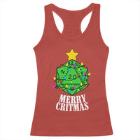 Christmas Gamer Racerback Tank Top Merry Critmas D20 RPG Gaming Xmas Tree