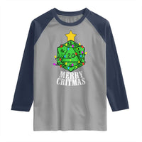 Christmas Gamer Raglan Shirt Merry Critmas D20 RPG Gaming Xmas Tree